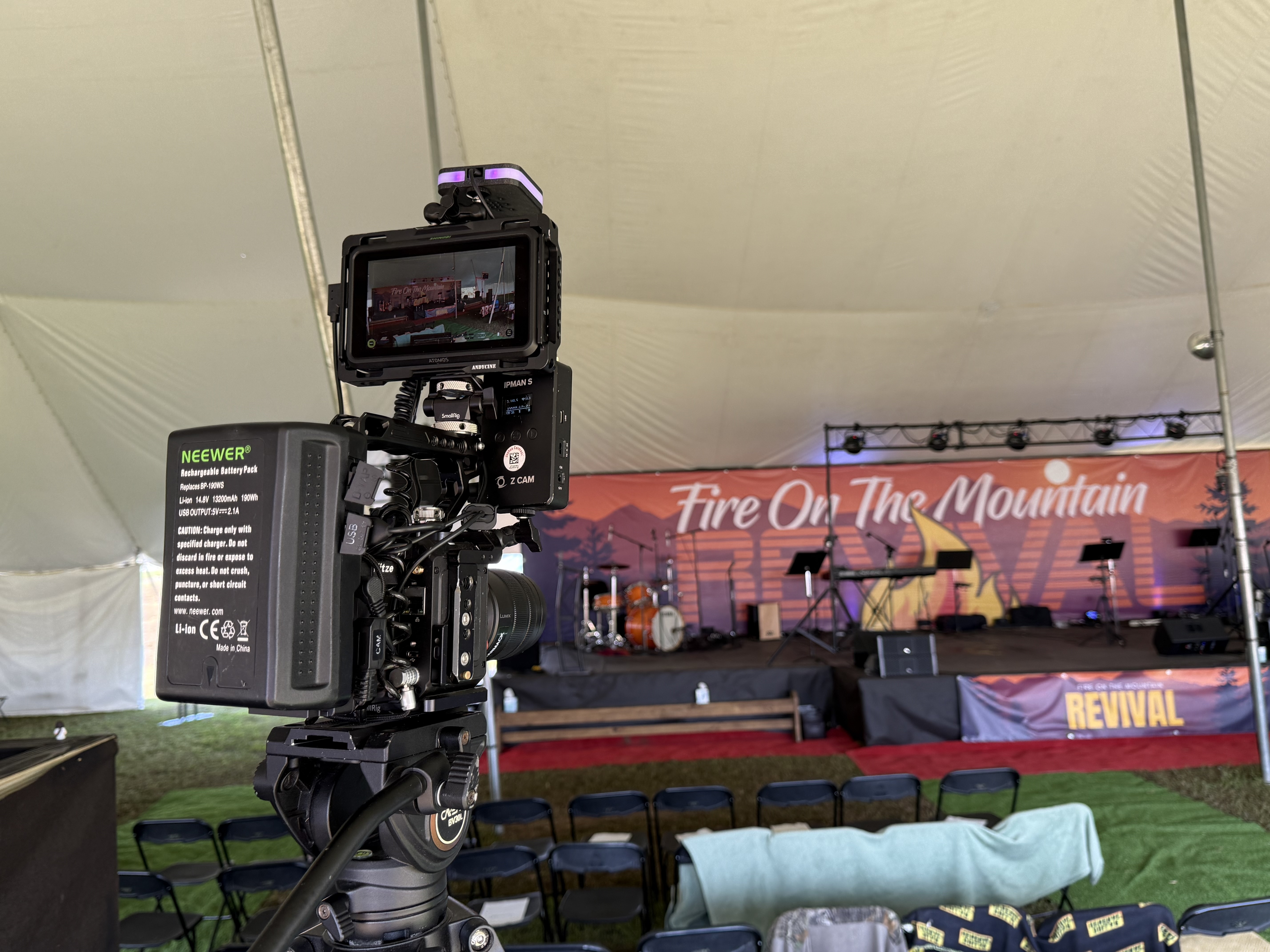 Camera on tripod