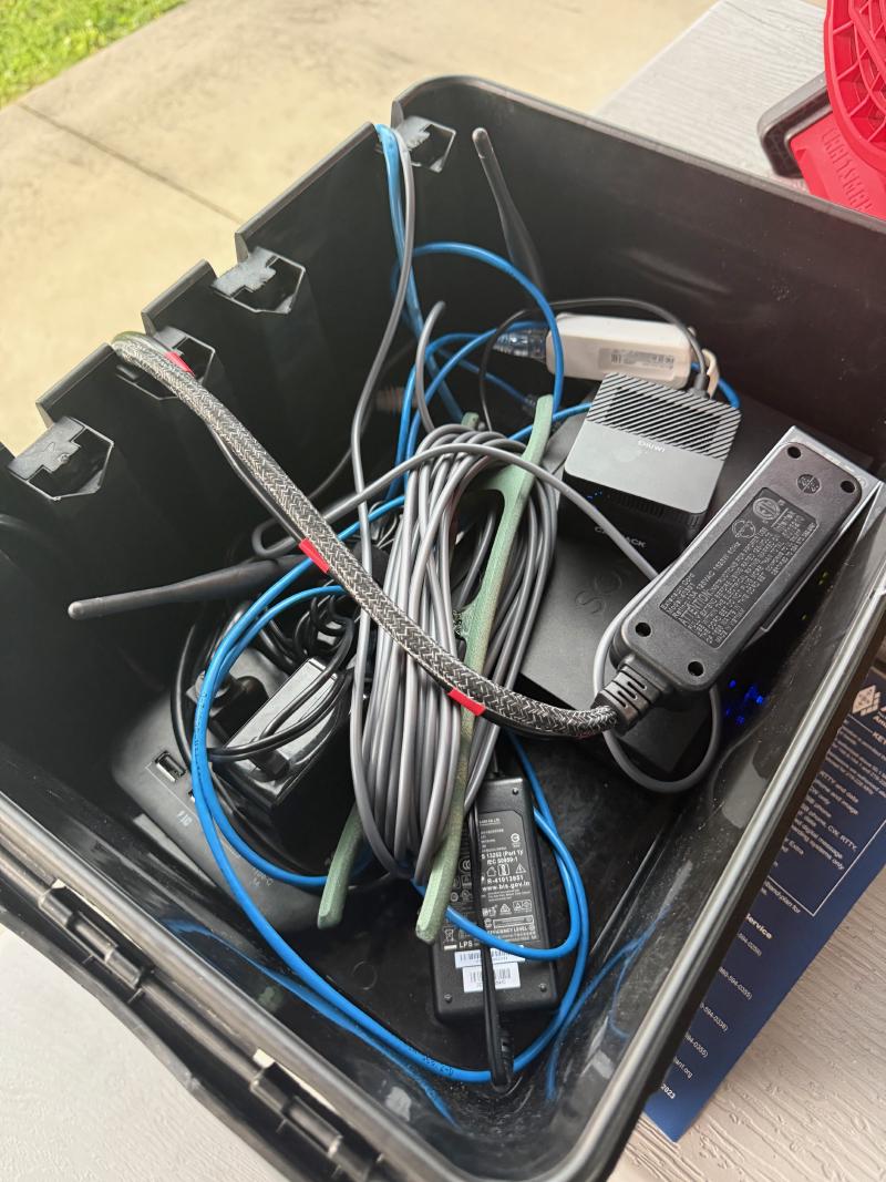 View of the network box with firewall and mini PC