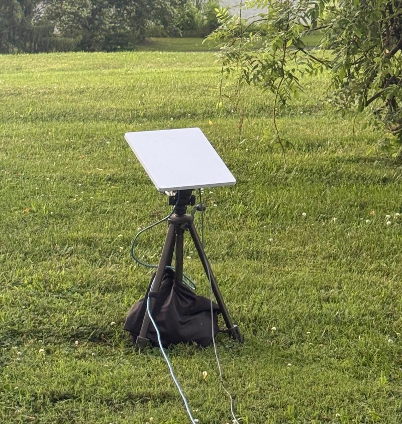 Starlink dish on a tripod